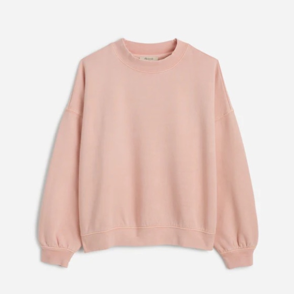 Madewell Relaxed Mockneck Cropped Sweatshirt Pale Blush Women’s Small - Picture 6 of 12